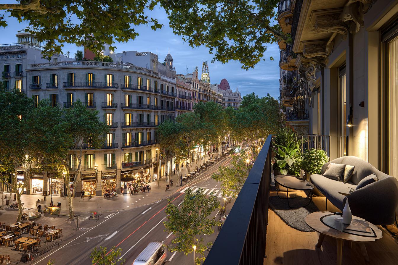 Chic modern apartment with balcony vibrant view. Spain