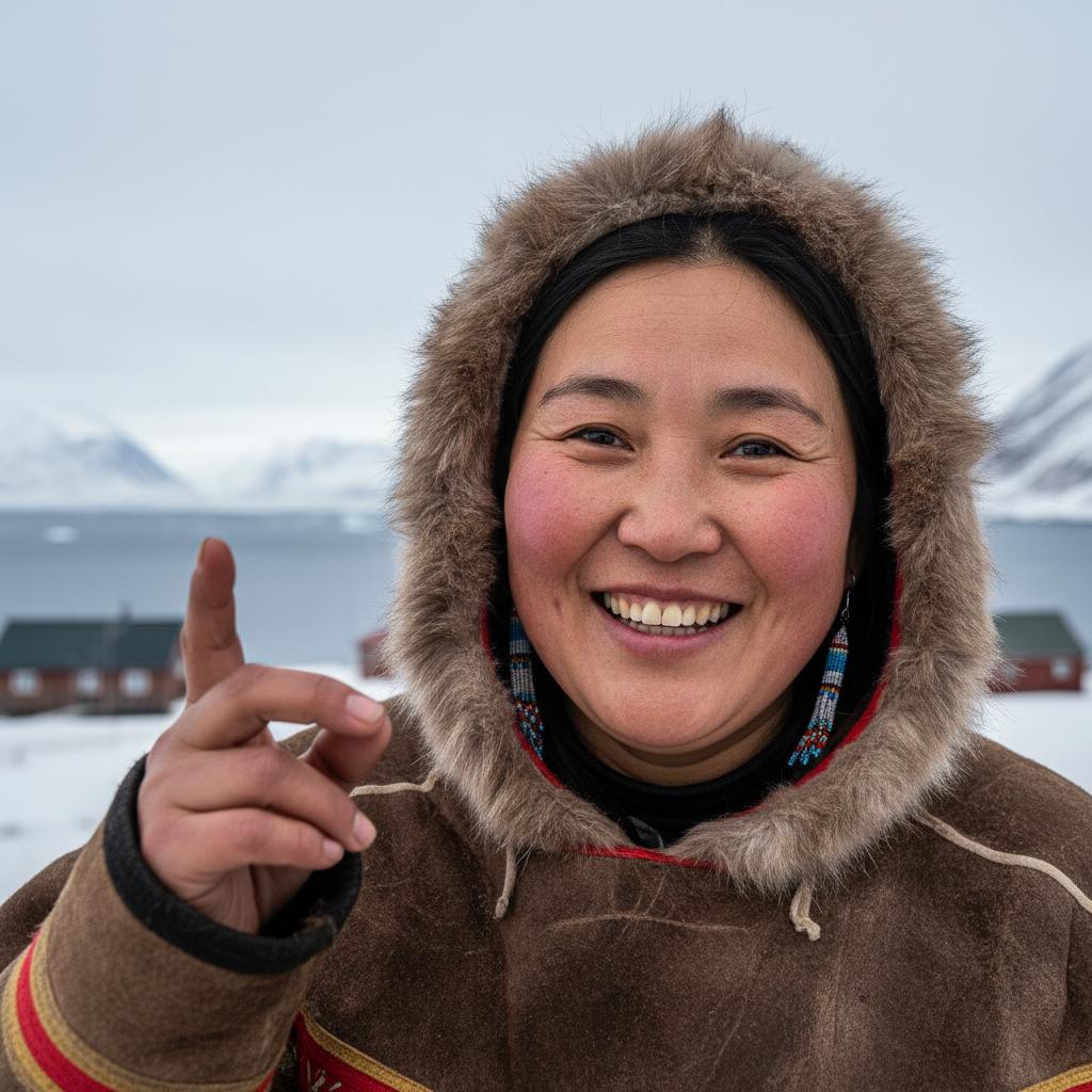 Snowboarders carving fresh powder with dramatic mountains behind, showcasing thrilling winter sports in Greenland's stunning landscape. greenland-lady-smiling