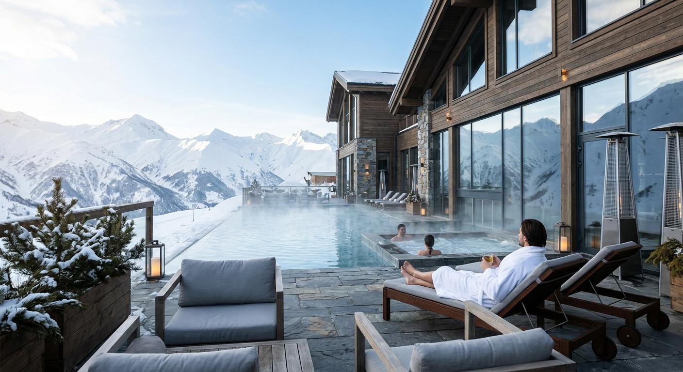 Upscale mountain spa and wellness center in Gudauri, featuring serene relaxation amenities amidst a tranquil alpine atmosphere.