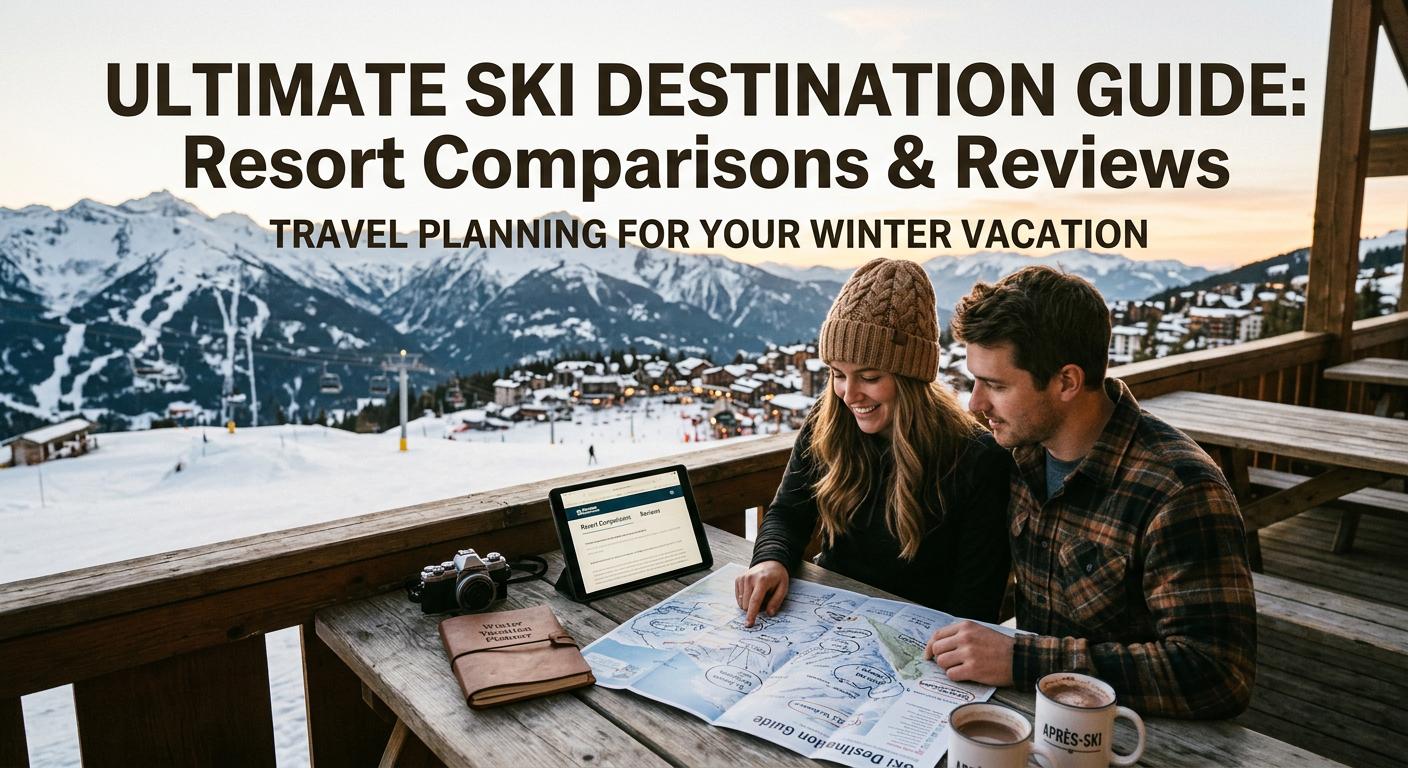 Ski destination guide image featuring resort comparisons and reviews, perfect for travelers planning winter vacation experiences.