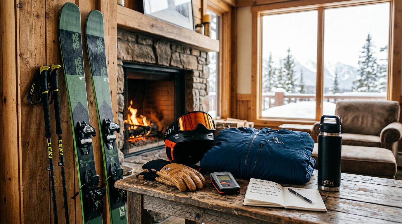 Winter gear showcase blog image with professional photography, illustrating ski equipment and enthusiast gear reviews.