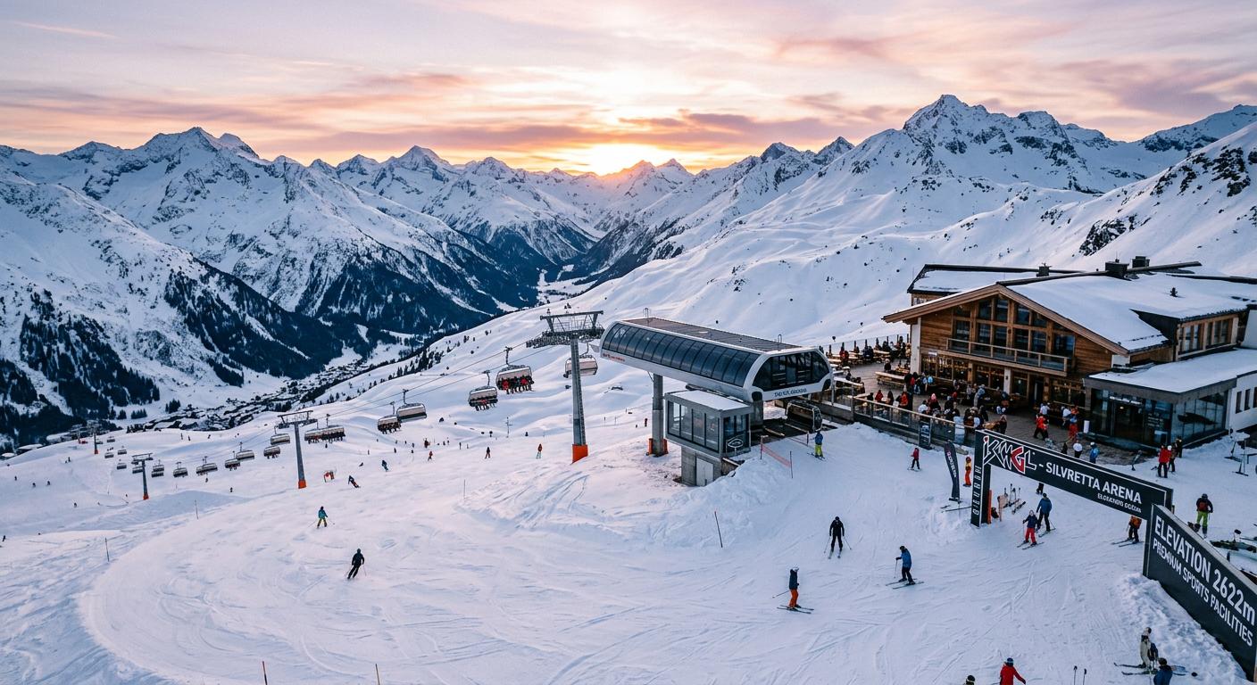 Legendary Ischgl mountain offering spectacular alpine views and premium ski facilities, captured in elite destination photography.