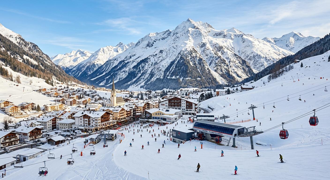 Distinguished winter destination in Ischgl surrounded by breathtaking alpine views and world-class facilities, captured in tourism imagery.