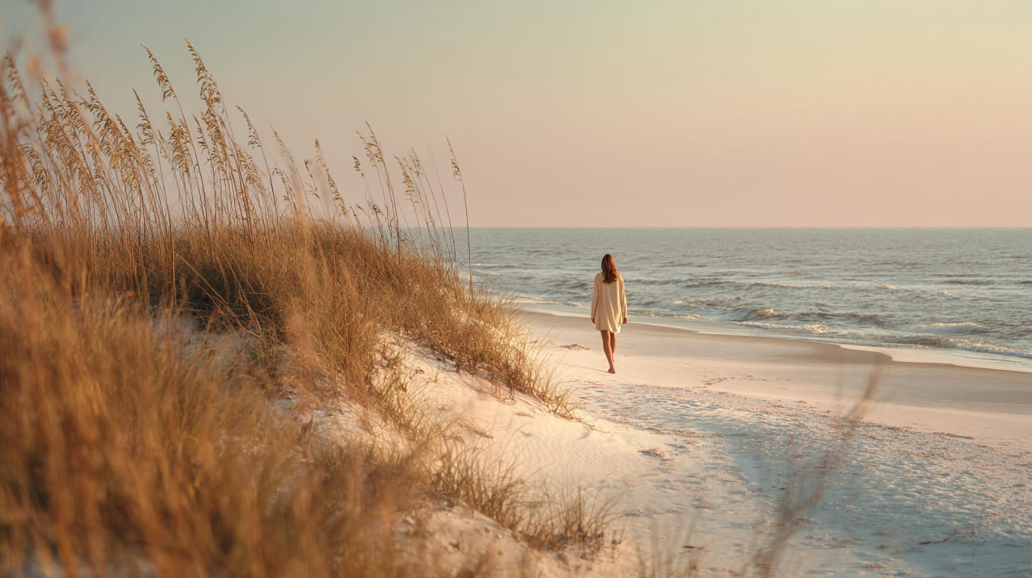 Women walking in the beach