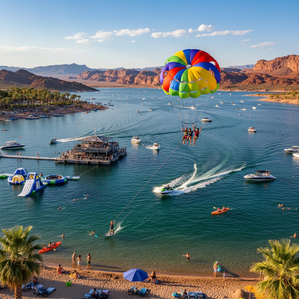 Lake Mead showcasing vibrant leisure activities and water sports for vacation vibes.