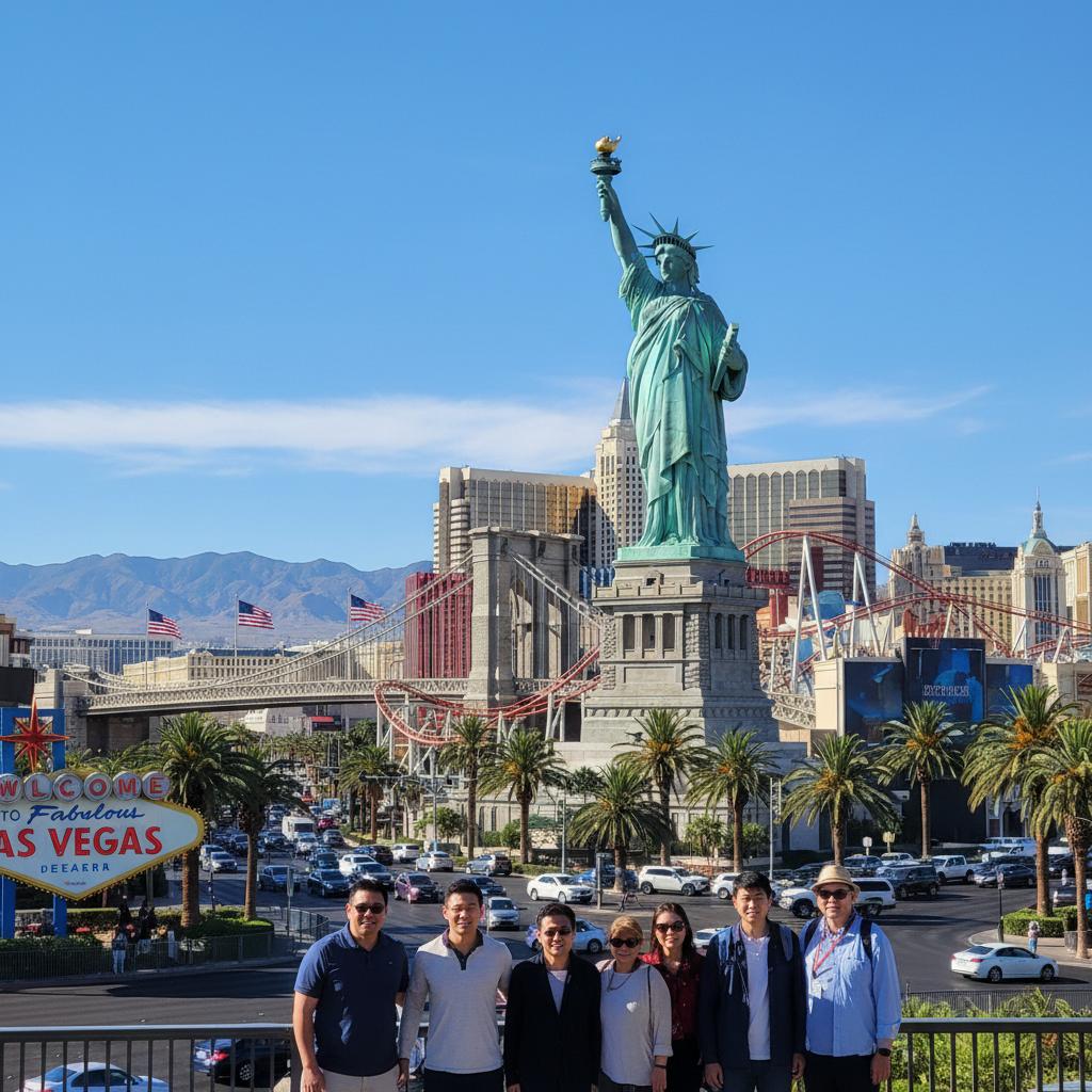 Majestic Statue of Liberty replica in Las Vegas capturing patriotic symbolism.
