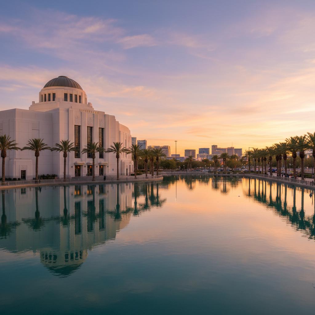 Iconic Smith Center for the Performing Arts showcasing waterfront architecture.