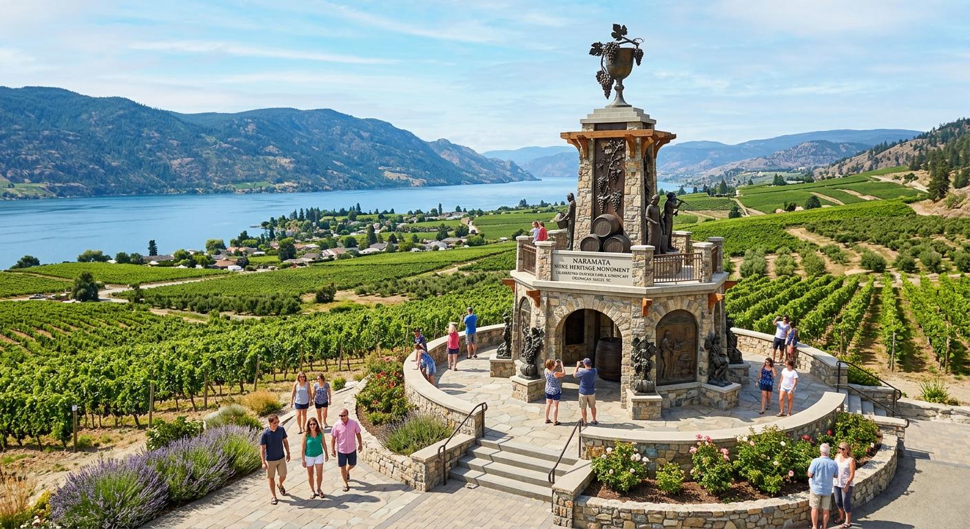 National monument celebrating Naramata's wine culture, surrounded by picturesque vineyards. National monument celebrating Naramata's wine culture, surrounded by picturesque vineyards.