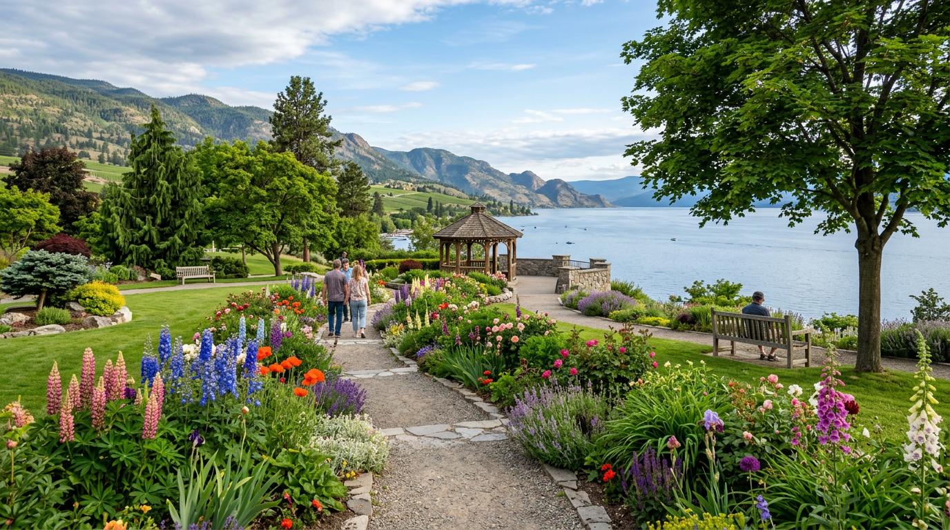 Urban park in Naramata adorned with seasonal flowers, providing a peaceful retreat in nature. Urban park in Naramata adorned with seasonal flowers, providing a peaceful retreat in nature.