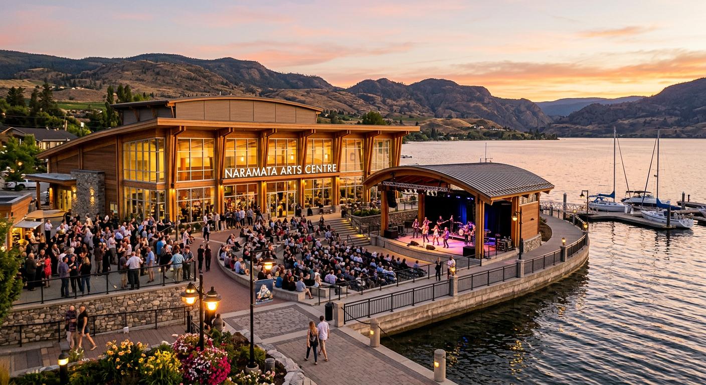 Iconic performing arts venue in Naramata along the waterfront, reflecting cultural vibrancy. Iconic performing arts venue in Naramata along the waterfront, reflecting cultural vibrancy.