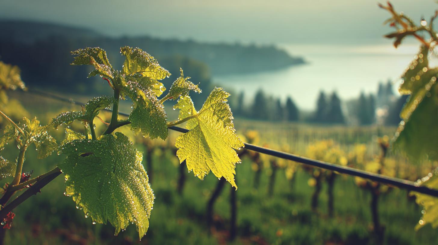 Magnificent winery architecture in Naramata at golden hour, showcasing cultural heritage and craftsmanship. travelnerd-fresh-green-vineyard-in-early-spring-soft-morning-5b0a6b93-13cb-46b3-bcc8-6d0359736d58-0