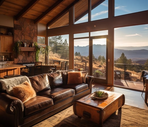 A living room with a view of the Royal Gorge A living room with a view of the Royal Gorge