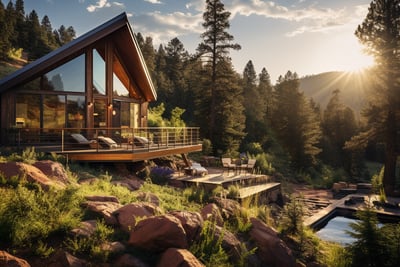 A house with a view of the mountains