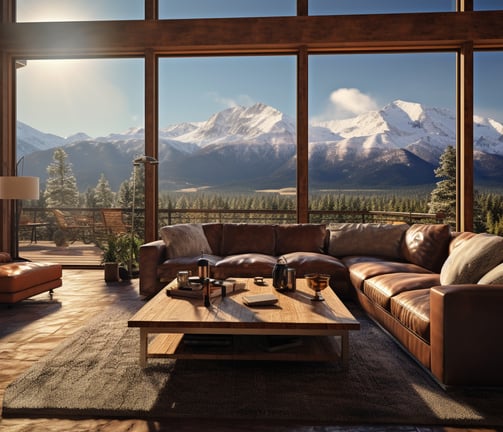 A living room with a view of the Sawatch Range A living room with a view of the Sawatch Range