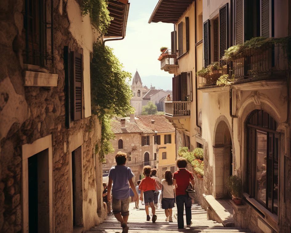 A crowd navigates a narrow, bustling street, packed closely together in the city. A crowd navigates a narrow, bustling street, packed closely together in the city.