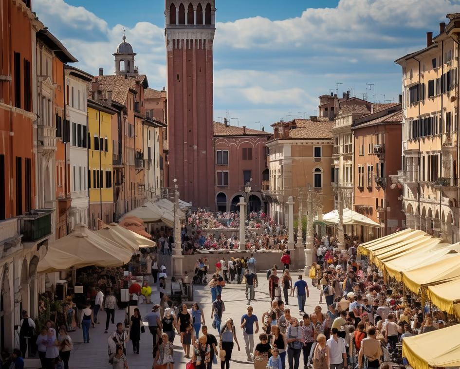 Busy Venice street with locals and tourists exploring charming shops and cafes. Busy Venice street with locals and tourists exploring charming shops and cafes.