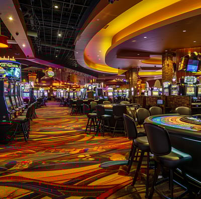 chairs and tables inside cities of gold casino
