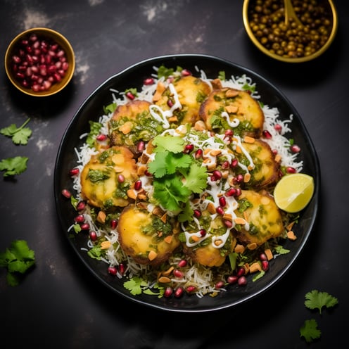 a plate of aloo tikki chaat a plate of aloo tikki chaat