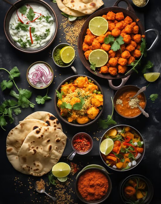 a variety of Indian cuisine