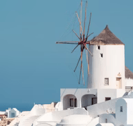 Brown and white windmill