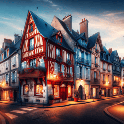 A picturesque street in France lined with charming buildings, showcasing the architectural beauty of the country.