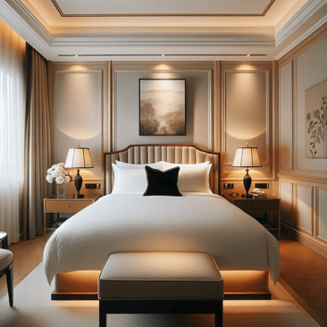 Interior of a bedroom with essential furnishings.