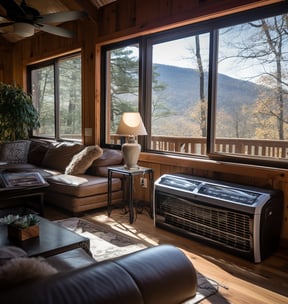 Air-conditioning units inside a private mountain cabin in Waynesville, NC