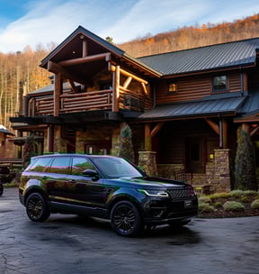 Wide on-site parking outside a luxury Cataloochee mountain cabin