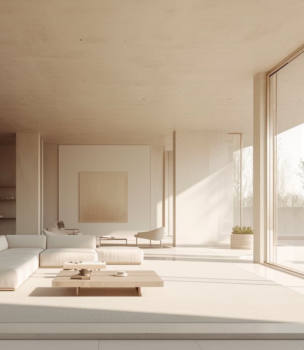 a living room with a couch and a coffee table