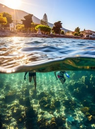 Snorkeling adventures in Sarandari Beach in Hersonissos, Greece. Snorkeling adventures in Sarandari Beach in Hersonissos, Greece.