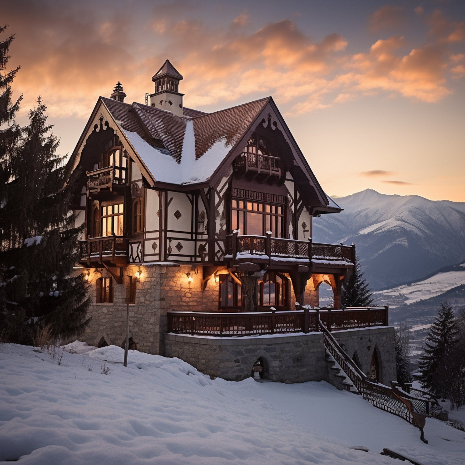 Charming Villa Romaniani in snowy mountains