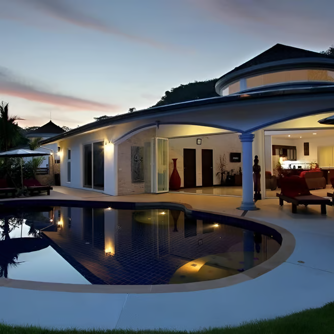 A pool with a view of the Patong Beach A pool with a view of the Patong Beach