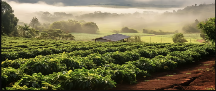 Cloudy weather over a hill with a sprawling tea garden in the foreground.