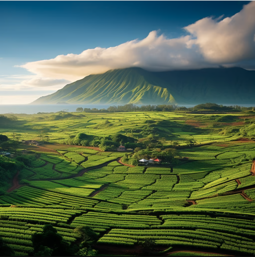 Lush green valley landscape with rolling hills and vibrant vegetation. Lush green valley landscape with rolling hills and vibrant vegetation.