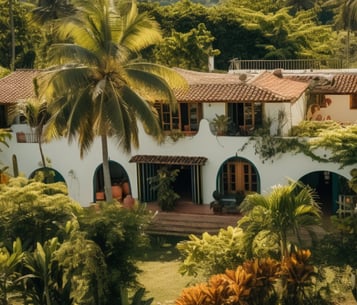 aerial view of an eco-friendly hotel surrounded by greenery in Cancun, Mexico