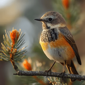 a bird perched on a branch of a pine tree in Geres National Park