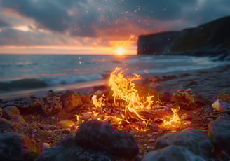A bonfire by the beach A bonfire by the beach