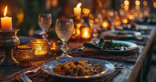 a candlelit dinner