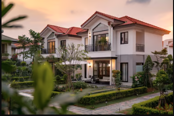 An establishing shot of a timeshare home at Hanoi in Vietnam during the afternoon.