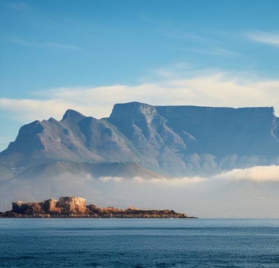Mountains in the background view of Robben Island