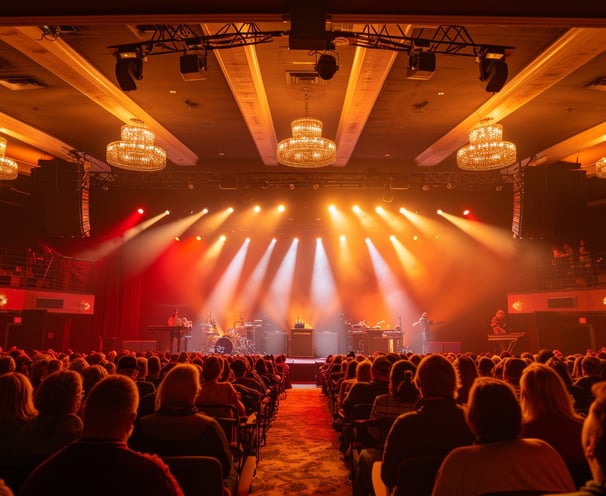 Audience captivated by a live show in Branson, enveloped in the magical ambiance of stage lights. Audience captivated by a live show in Branson, enveloped in the magical ambiance of stage lights.