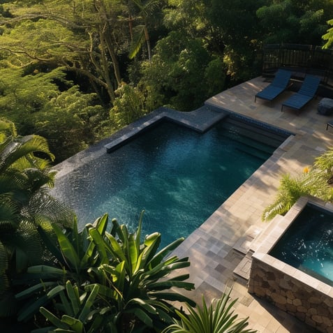 Pool view by drone shot
