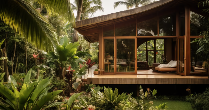 A house with a wooden deck