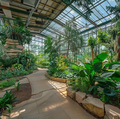 a large glass enclosed area with a walkway in Madison, Wisconsin