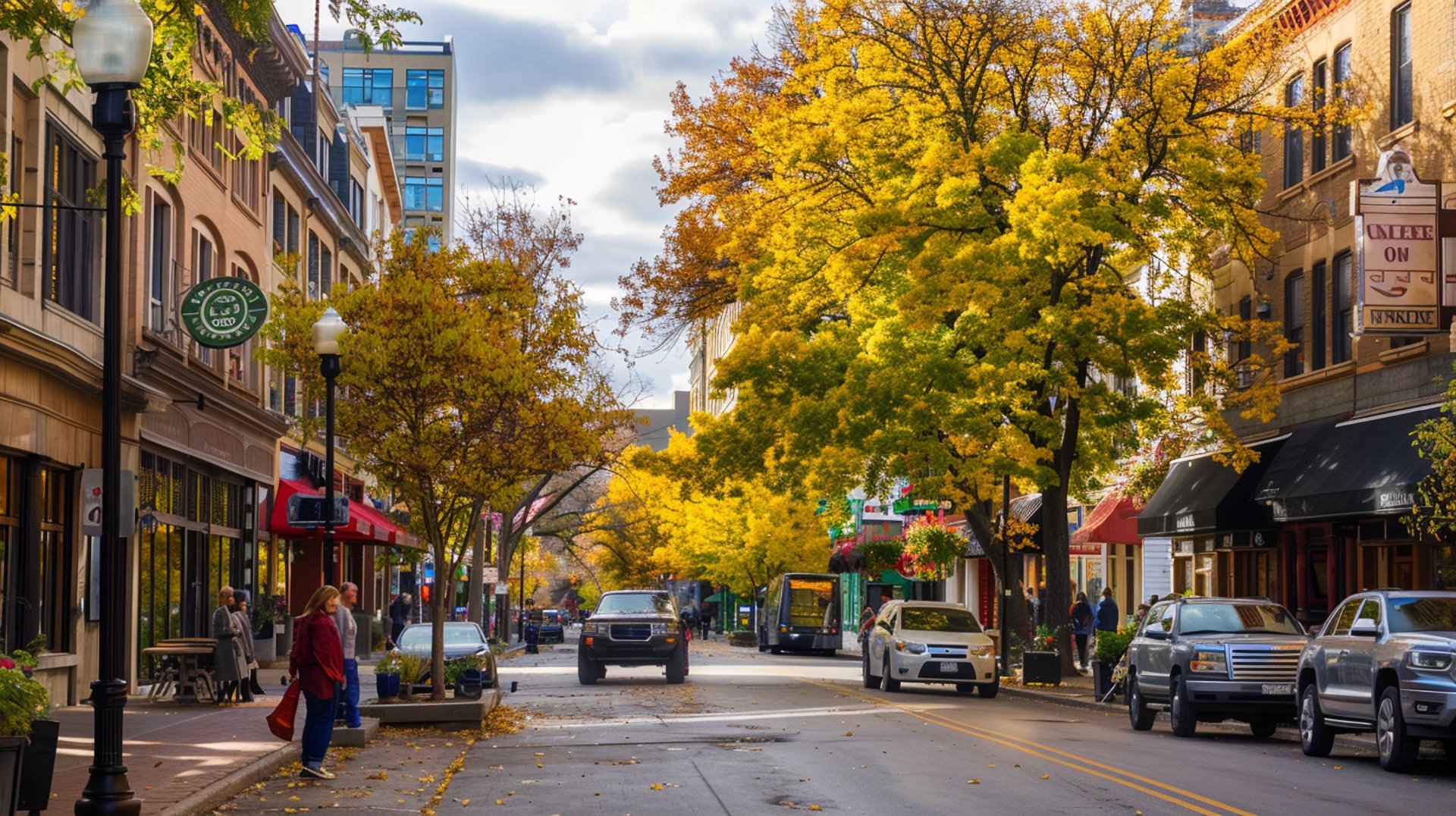 A road inside a market with parking cars