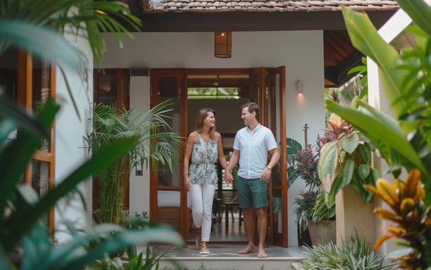A small villa rental with its owners about to welcome their guests.