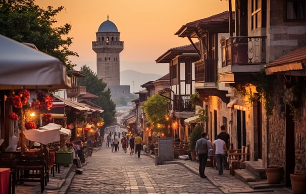 A sunset view of the old city of Kaleici in Turkey A sunset view of the old city of Kaleici in Turkey