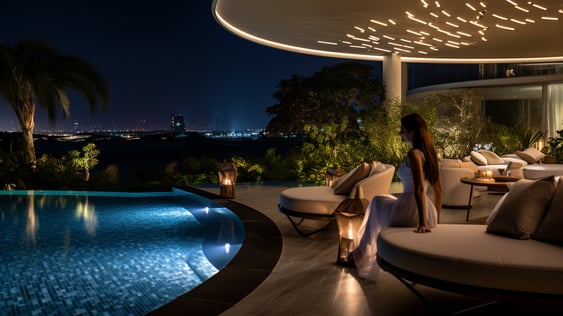 A guest by the poolside of the Amara Luxury Resort and Villas A guest by the poolside of the Amara Luxury Resort and Villas