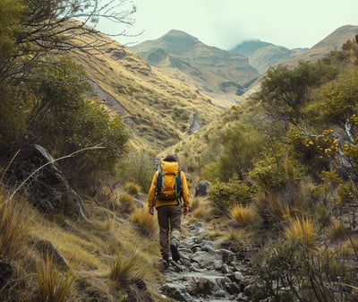 Man trekking in the mountains