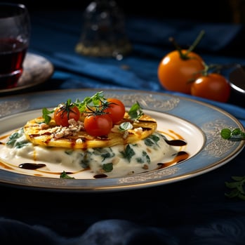 A plate of food with spinach and tomatoes, a healthy and colorful vegetarian dish.
